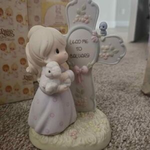 Precious Moments Pastel Figurine with Cross and Lamb